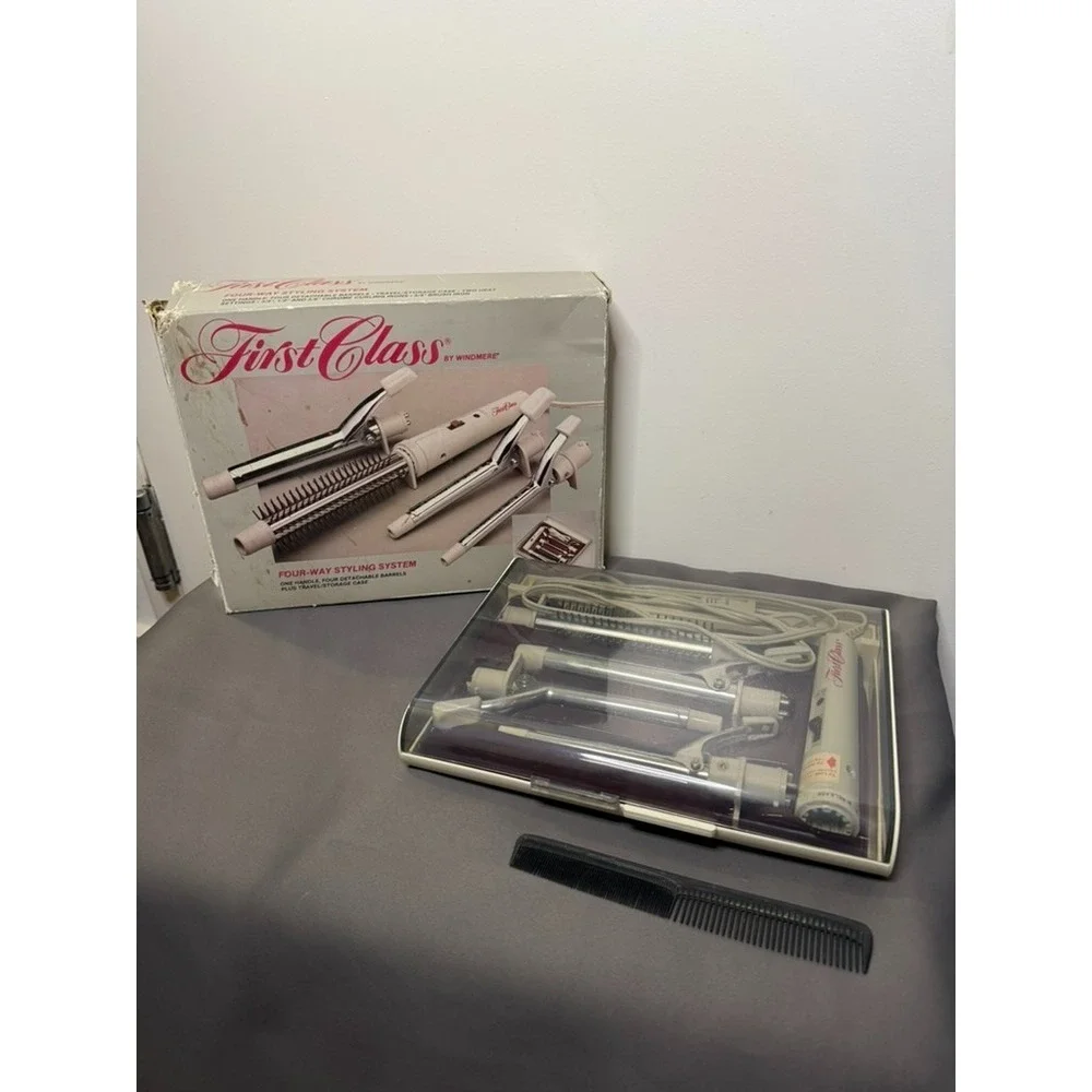 Vtg First Class by Windmere Hair STYLING SYSTEM Curling Iron 4 Barrels Case‎